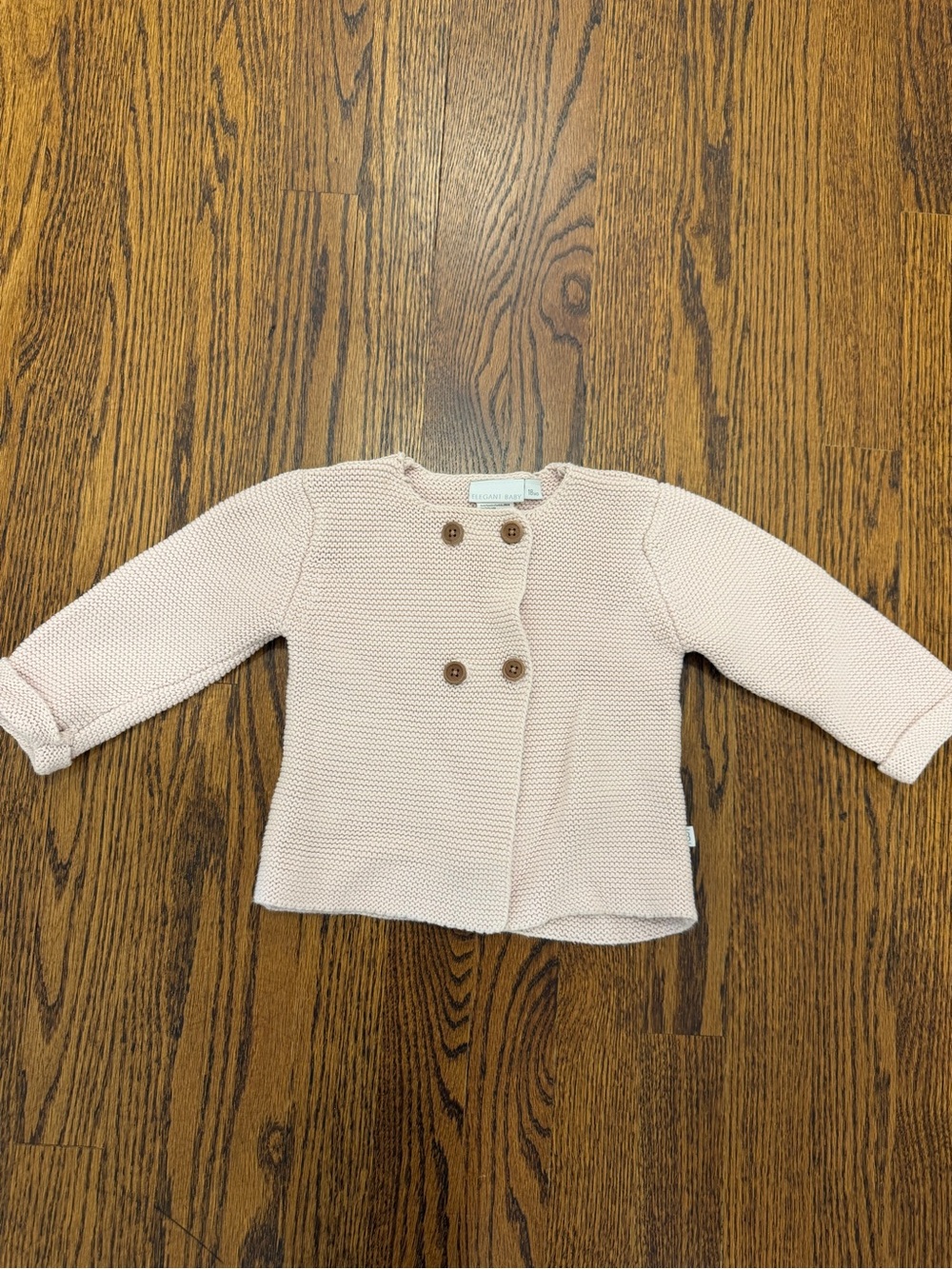 Soft Knit Double-Button Cardigan in Light Pink